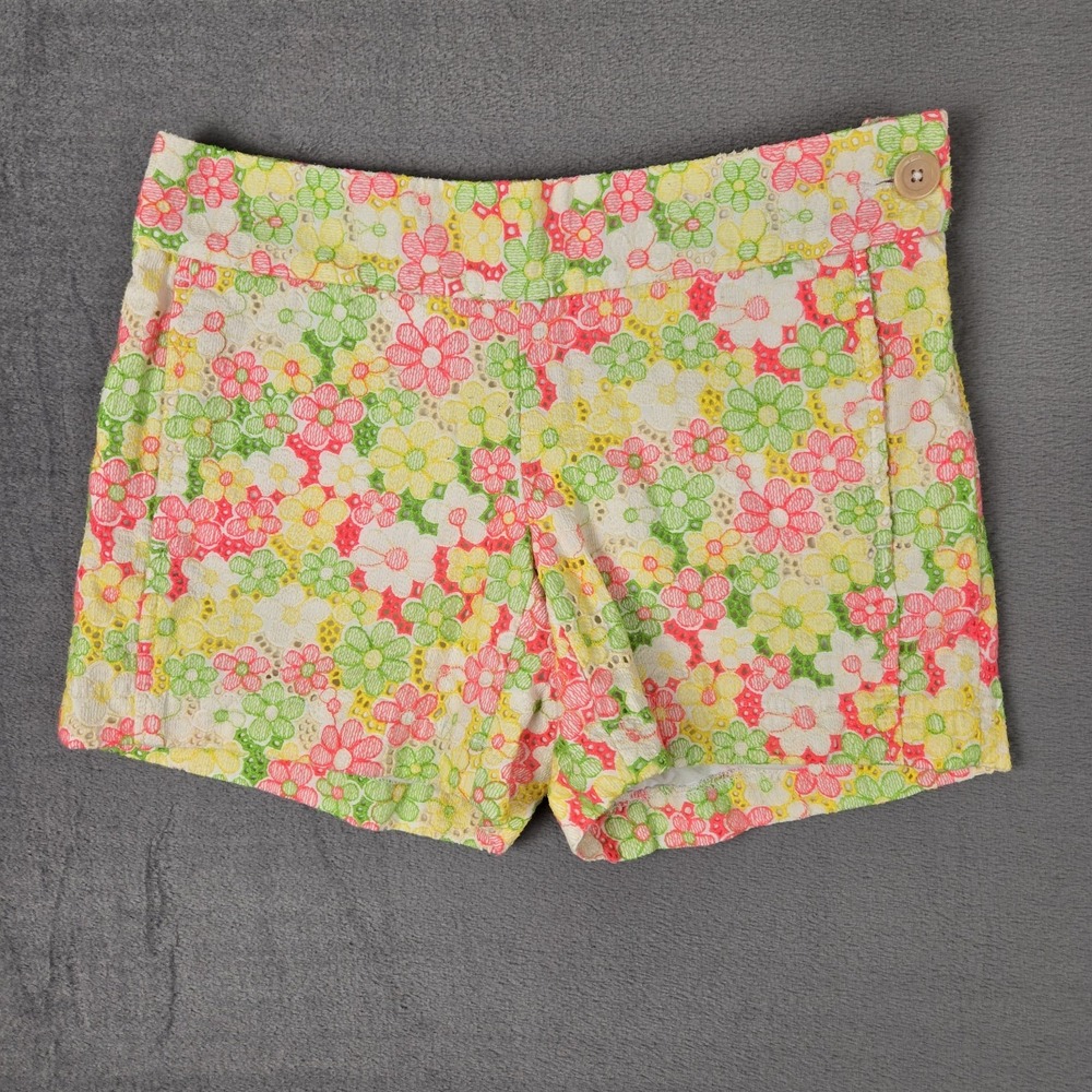 Lilly Pulitzer Sloane Sunbonnet Floral Lace Shorts Womens 00‎ Summer EUC
